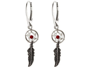 Wiszące Srebrne Kolczyki Łapacz Snów Dreamcatcher