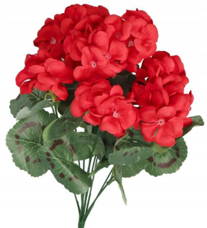 Pelargonia Duża Gęsta Bukiet Sztuczne Kwiaty 43cm