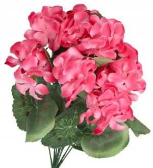 Pelargonia Duża Gęsta Bukiet Sztuczne Kwiaty 43cm