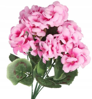 Pelargonia Duża Gęsta Bukiet Sztuczne Kwiaty 43cm
