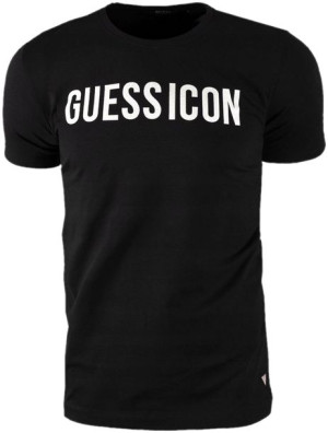 T-shirt męski koszulka GUESS ICON czarna - XXL
