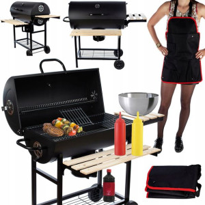 Grill Gril Węglowy Beczka Popielnik Fartuch Półki