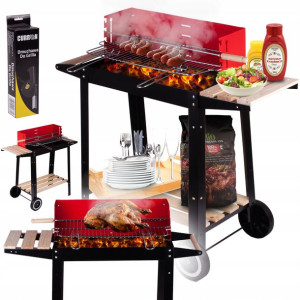 Grill Węglowy Mobilny Ogrodowy Z Półkami +dmuchawa