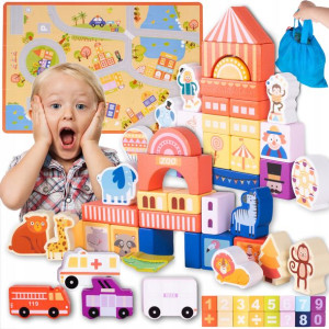 Puzzle Drewniane Klocki 184 Szt W Pudełku+ Tablica