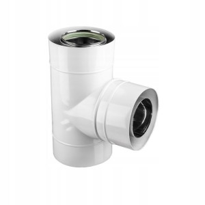 Trójnik dwuścienny Turbo biały fi 60/100 90st