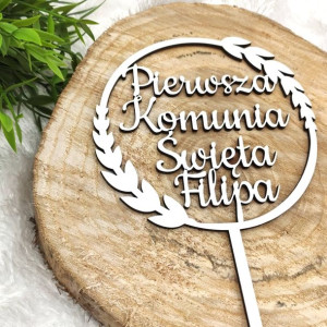 Pierwsza Komunia Święta - topper na tort (koło)-  XXL - PERSONALIZACJA