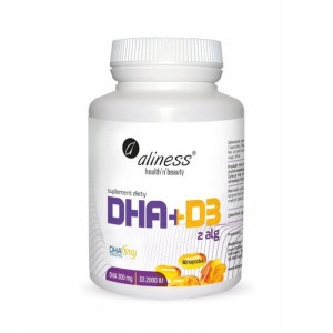 ALINESS Omega-3 DHA 300mg z Alg + Witamina D3 60 kapsułek