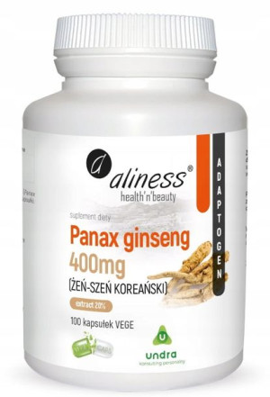 ALINESS Żeń-szeń koreańsk 400mg Panax Ginseng 100 kapsułek