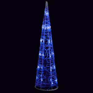 Stożek dekoracyjny, akrylowy, niebieski, LED, 60 cm