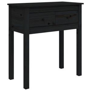 Stolik konsolowy, czarny, 70x35x75 cm, lite drewno sosnowe