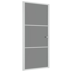 Drzwi wewnętrzne, 93x201,5 cm, białe, szkło ESG i aluminium