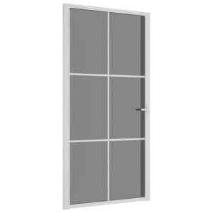 Drzwi wewnętrzne, 102,5x201,5 cm, białe, szkło ESG i aluminium