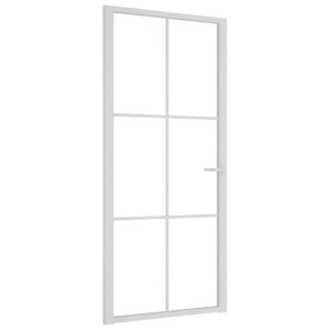 Drzwi wewnętrzne, 93x201,5 cm, białe, szkło ESG i aluminium