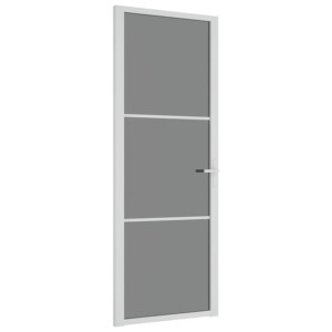 Drzwi wewnętrzne, 76x201,5 cm, białe, szkło ESG i aluminium