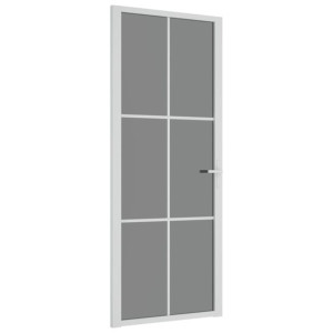 Drzwi wewnętrzne, 83x201,5 cm, białe, szkło ESG i aluminium