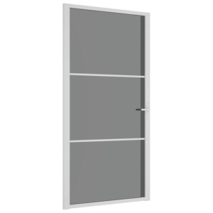 Drzwi wewnętrzne, 102,5x201,5 cm, białe, szkło ESG i aluminium