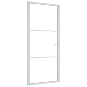 Drzwi wewnętrzne, 93x201,5 cm, białe, szkło ESG i aluminium