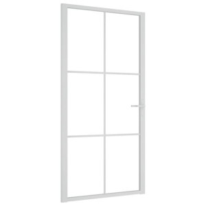 Drzwi wewnętrzne, 102,5x201,5 cm, białe, szkło ESG i aluminium
