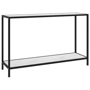 Stolik konsolowy, biały, 120x35x75 cm, szkło hartowane