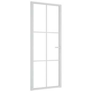 Drzwi wewnętrzne, 83x201,5 cm, białe, szkło ESG i aluminium