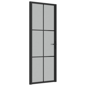 Drzwi wewnętrzne, 76x201,5 cm, czarne, matowe szkło i aluminium
