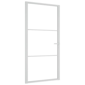 Drzwi wewnętrzne, 102,5x201,5 cm, białe, szkło ESG i aluminium