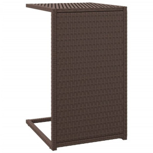 Stolik w kształcie litery C, brązowy, 40x35x60 cm, polirattan