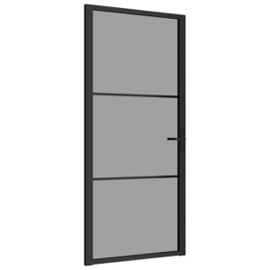 Drzwi wewnętrzne, 93x201,5 cm, czarne, szkło ESG i aluminium