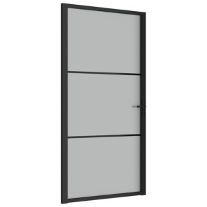 Drzwi wewnętrzne, 102,5x201,5 cm, czarne, szkło i aluminium