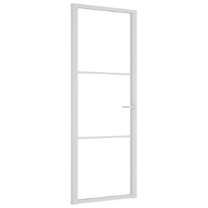 Drzwi wewnętrzne, 76x201,5 cm, białe, szkło ESG i aluminium