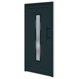 Drzwi wejściowe, antracytowe, 98x208 cm, PVC