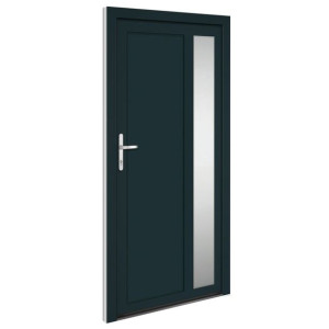 Drzwi wejściowe, antracytowe, 108x208 cm, PVC