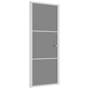 Drzwi wewnętrzne, 83x201,5 cm, białe, szkło ESG i aluminium