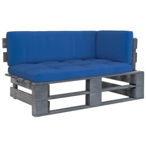 Ogrodowa sofa narożna z palet, szara, drewno sosnowe