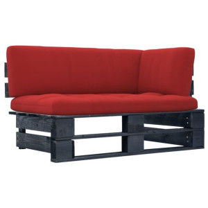 Ogrodowa sofa narożna z palet, czarna, drewno sosnowe