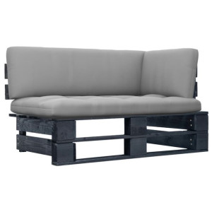 Ogrodowa sofa narożna z palet, czarna, drewno sosnowe