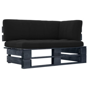 Ogrodowa sofa narożna z palet, czarna, drewno sosnowe