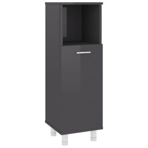 Szafka łazienkowa, wysoki połysk, szara, 30x30x95 cm, płyta