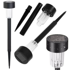 Czarna Lampka Solarna Ogrodowa Led Lampa Wbijana