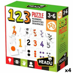 Gra Edukacyjna dla Dzieci HEADU Puzzle Números (4 Sztuk)