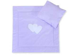 Pościel 2-cz 75x75cm NEWBORN SQUARE- Serduszka kropki na fiolecie