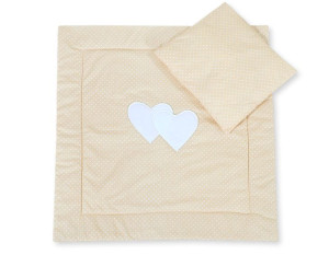 Pościel 2-cz 75x75cm NEWBORN SQUARE- Serduszka kropki na beżu