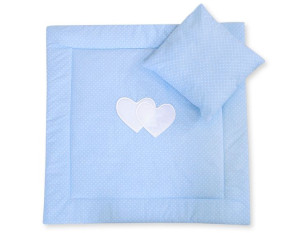 Pościel 2-cz 75x75cm NEWBORN SQUARE- Serduszka kropki na błękicie