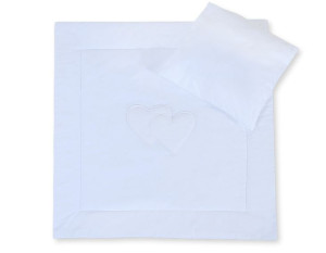 Pościel 2-cz 75x75cm NEWBORN SQUARE- Serduszka białe