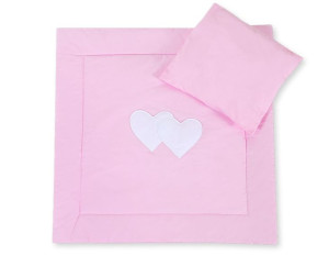 Pościel 2-cz 75x75cm NEWBORN SQUARE- Serduszka różowe