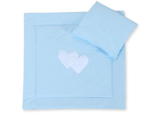 Pościel 2-cz 75x75cm NEWBORN SQUARE- Serduszka niebieskie