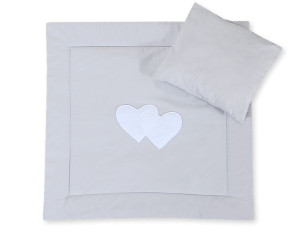 Pościel 2-cz 75x75cm NEWBORN SQUARE- Serduszka szare