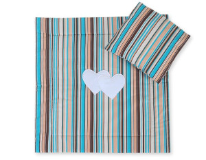 Pościel 2-cz 75x75cm NEWBORN SQUARE- Serduszka paseczki brązowe