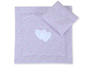 Pościel 2-cz 75x75cm NEWBORN SQUARE- Serduszka łączka różowa