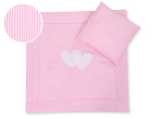 Pościel 2-cz 75x75cm NEWBORN SQUARE- Serduszka paseczki różowe